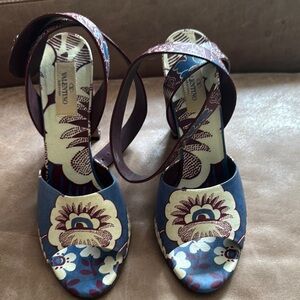 Valentino Blue and Brown Heels with Elegant Design